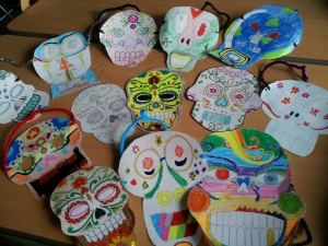 The Day of the Dead masks the students made.